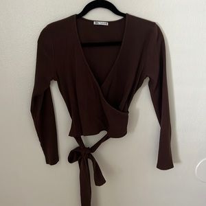 Long sleeve wrap top